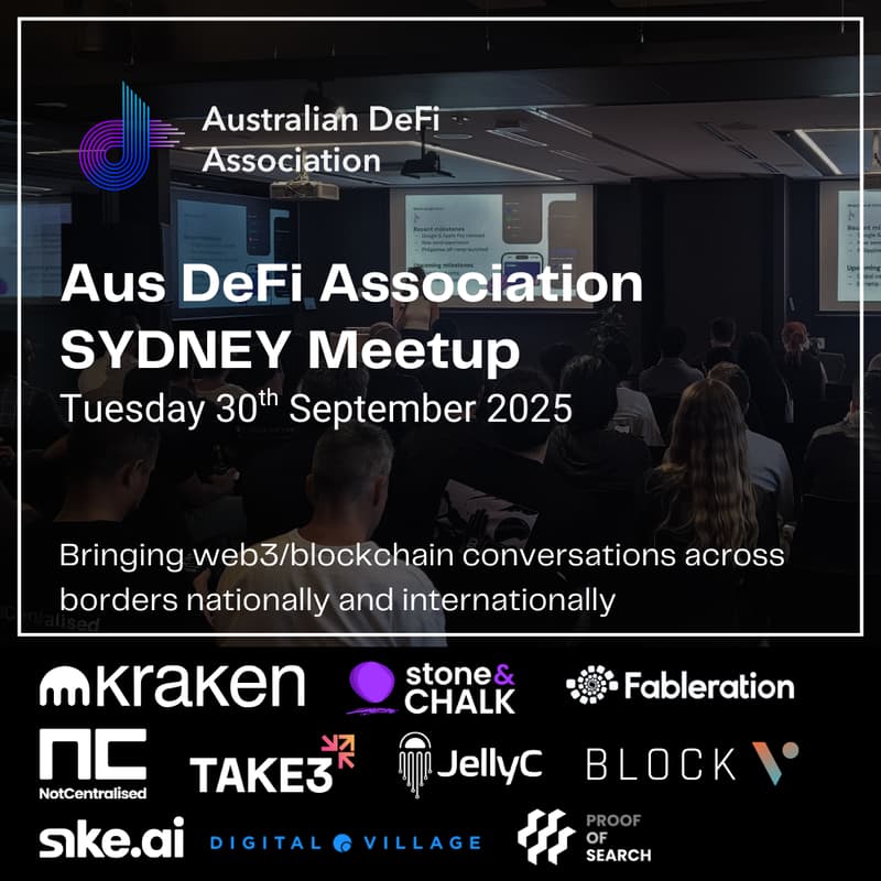 Cover Image for Aus DeFi Association (SYDNEY) - 30th September 2025