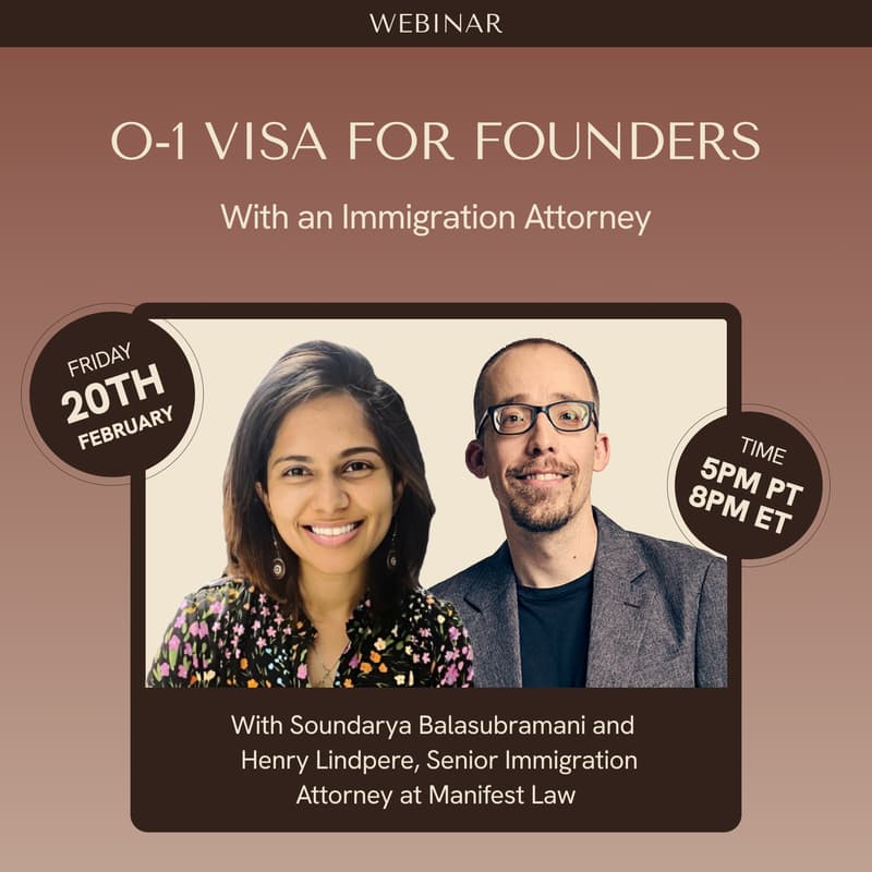 Cover Image for O-1 visa for founders With Soundarya & Henry Lindpere, Manifest Law