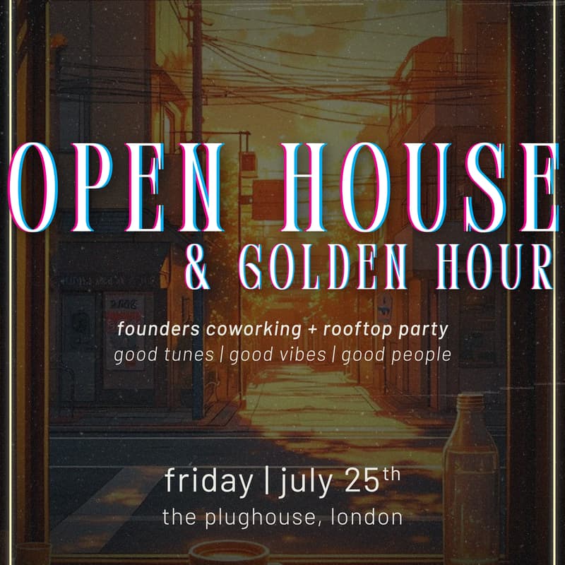 Cover Image for open house // golden hour: founder coworking + sunset rooftop party | Rare Founders x Plugged