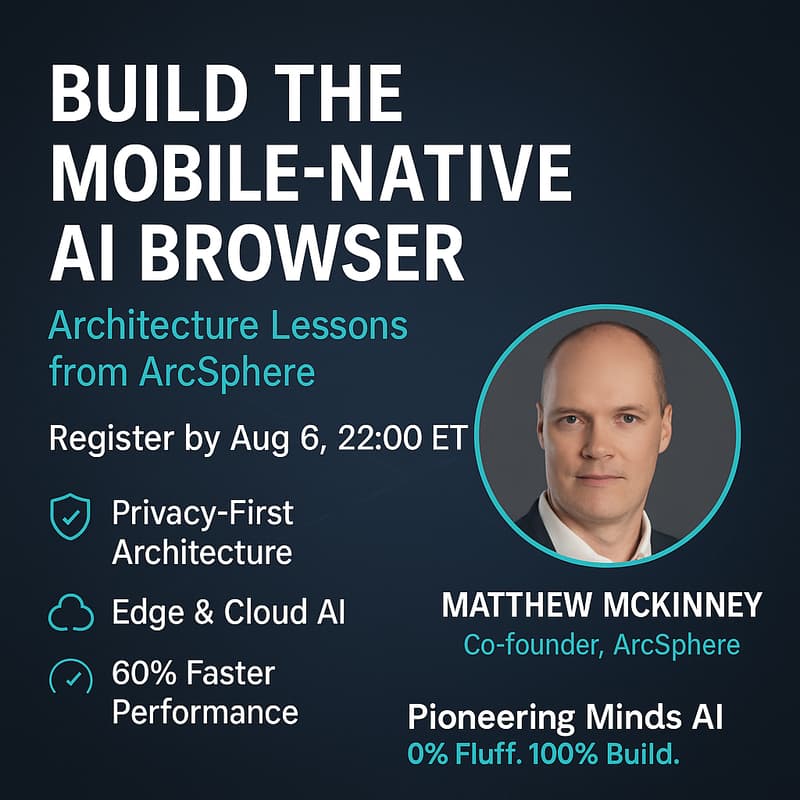 Cover Image for Pioneering Minds AI TechTalk: Building the First Mobile-Native AI Browser: Architecture Lessons from ArcSphere