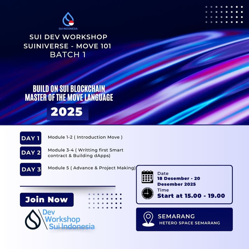 Cover Image for Sui Dev Workshop Suiniverse - Move 101 Semarang (Day 3)