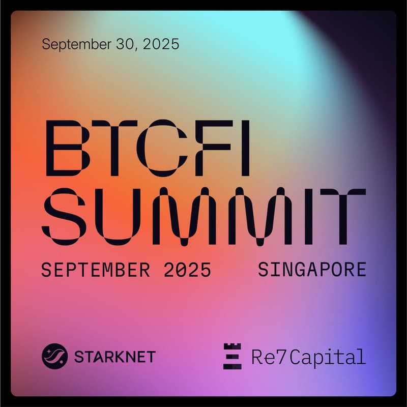 Cover Image for BTCFI Summit, by Starknet x Re7 Capital