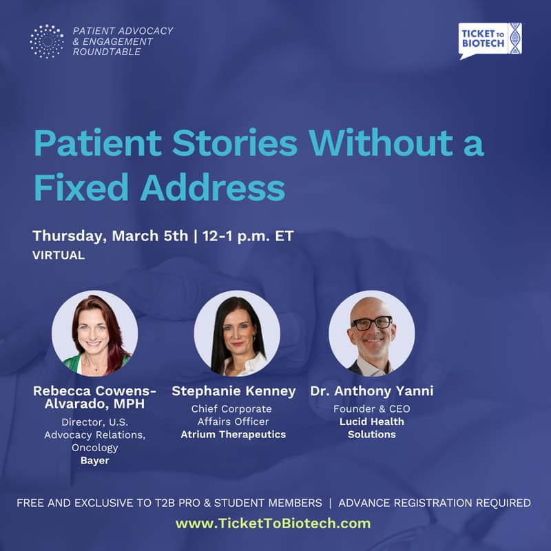 Cover Image for Q1 PA&E Roundtable Event: Patient Stories Without a Fixed Address