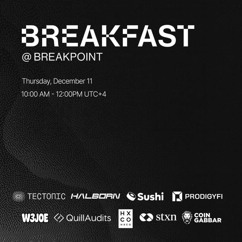 Cover Image for Bfst at Breakpoint with Tectonic, STXN, Sushi, W3JOE, Halborn