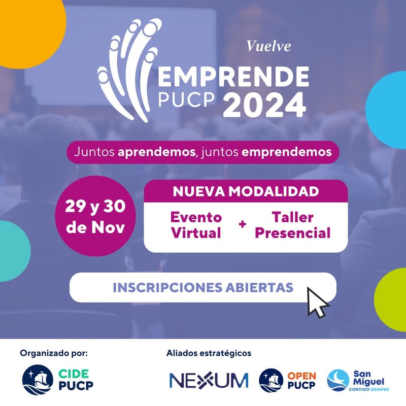Foto de portada de Emprende PUCP 2024, juntos aprendemos, juntos emprendemos
