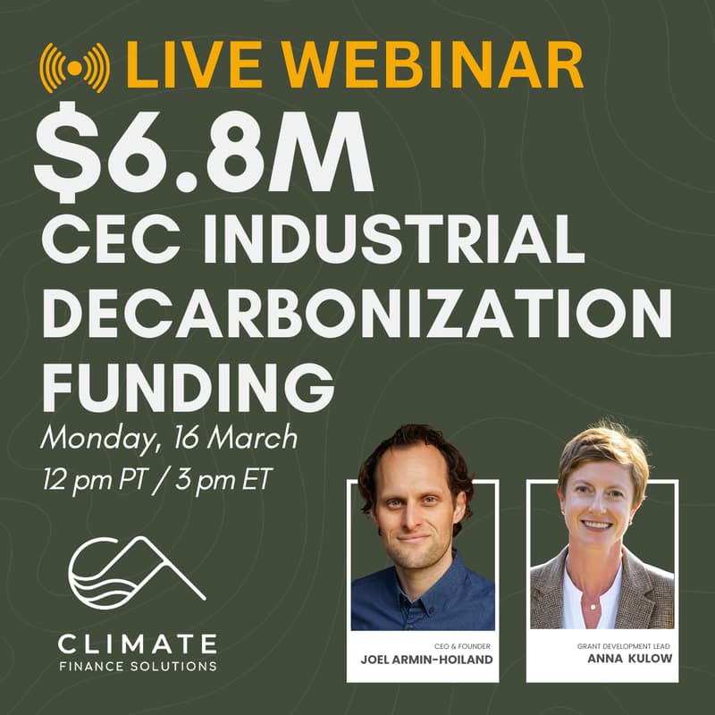Cover Image for $6.8M CEC Industrial Decarbonization Funding