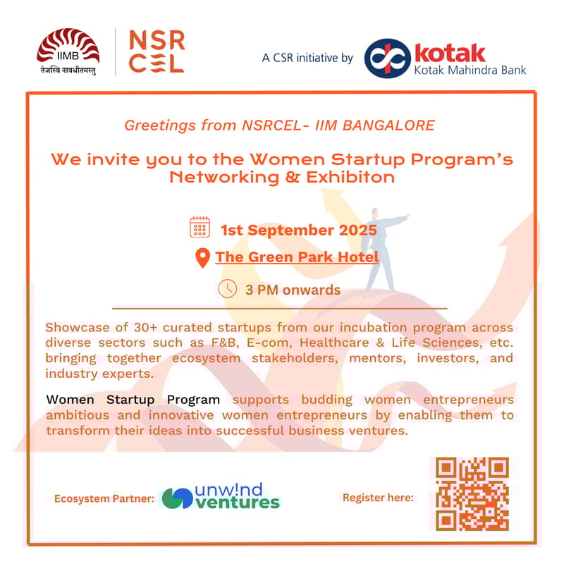 Cover Image for NSRCEL- IIM Bangalore Women Startup Program Networking and Exhibition