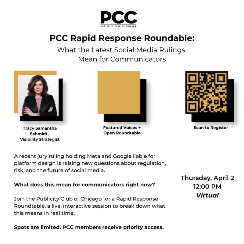 Cover Image for PCC Rapid Response Roundtable: What the Latest Social Media Rulings Mean for Communicators