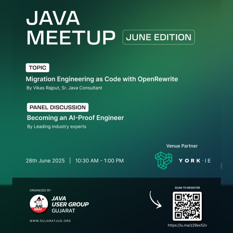 Cover Image for Java Meetup - June Edition (by Java User Group, Gujarat)