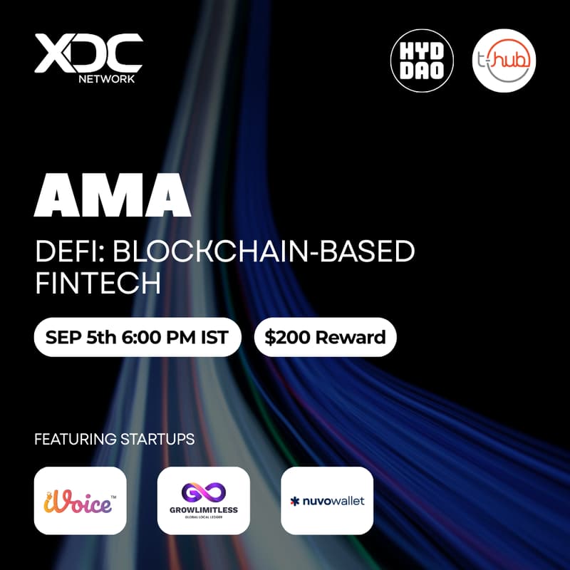 Cover Image for XDC <> T-Hub AMA Session on Blockchain-based Fintech & SocialFi Communities