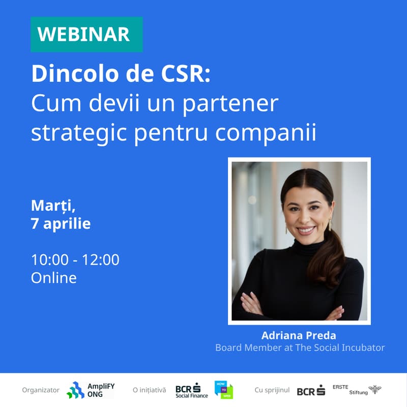 Cover Image for [Webinar AmpliFY ONG] Dincolo de CSR: Cum devii un partener strategic pentru companii