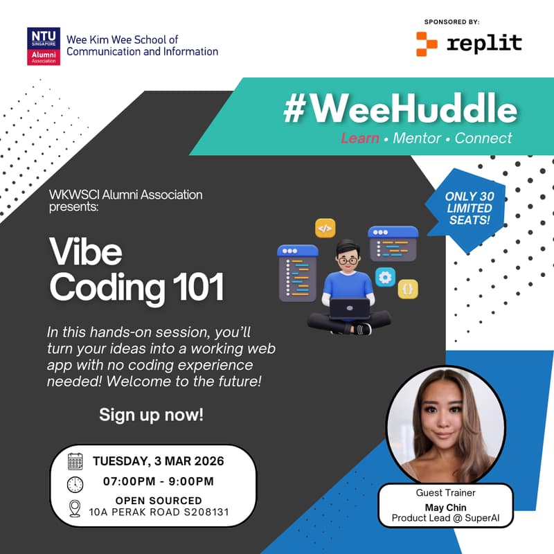 Cover Image for WKWSCI Alumni Association presents: An AI-powered, zero-coding workshop for absolute beginners