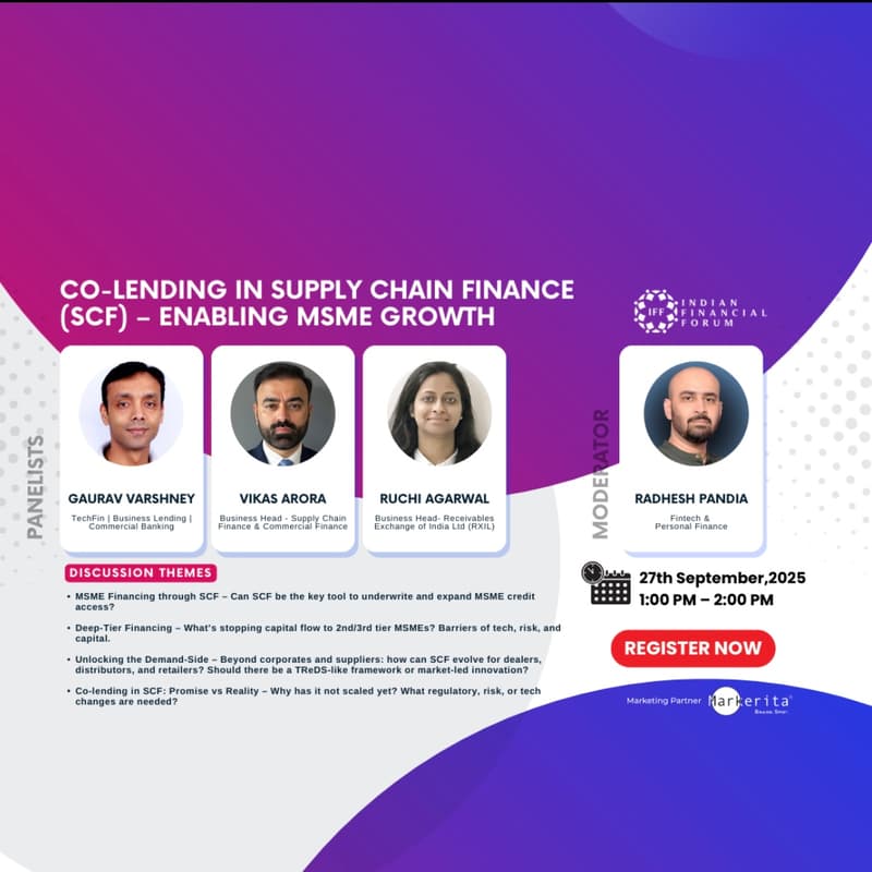 Cover Image for IFF Webinar On Co-lending in Supply Chain Finance (SCF) – Enabling MSME Growth