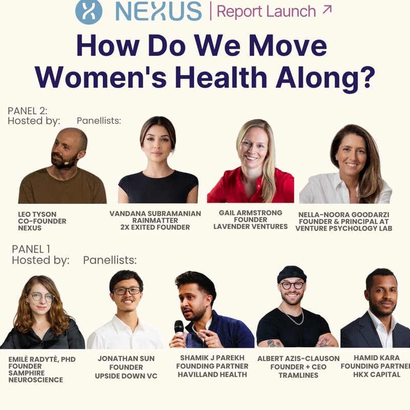Cover Image for 'Pre-seed to Series A. How Do We Move Women's Health Along?' Nexus Report Findings and Panel Discussions