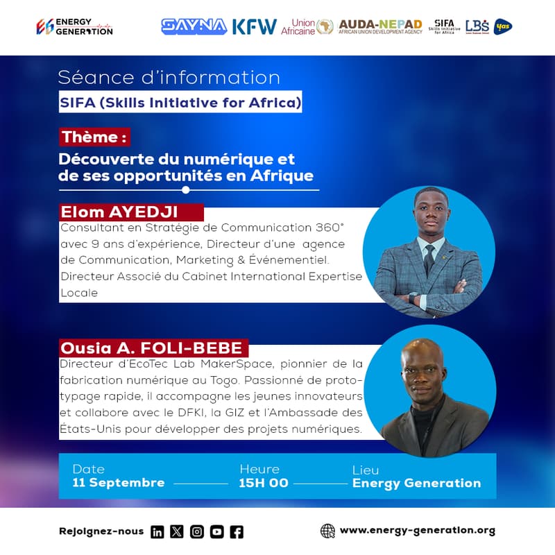 Cover Image for Séance d'information SIFA (Skills Initiative For Africa). Opportunité de formation gratuite dans le domaine du numérique