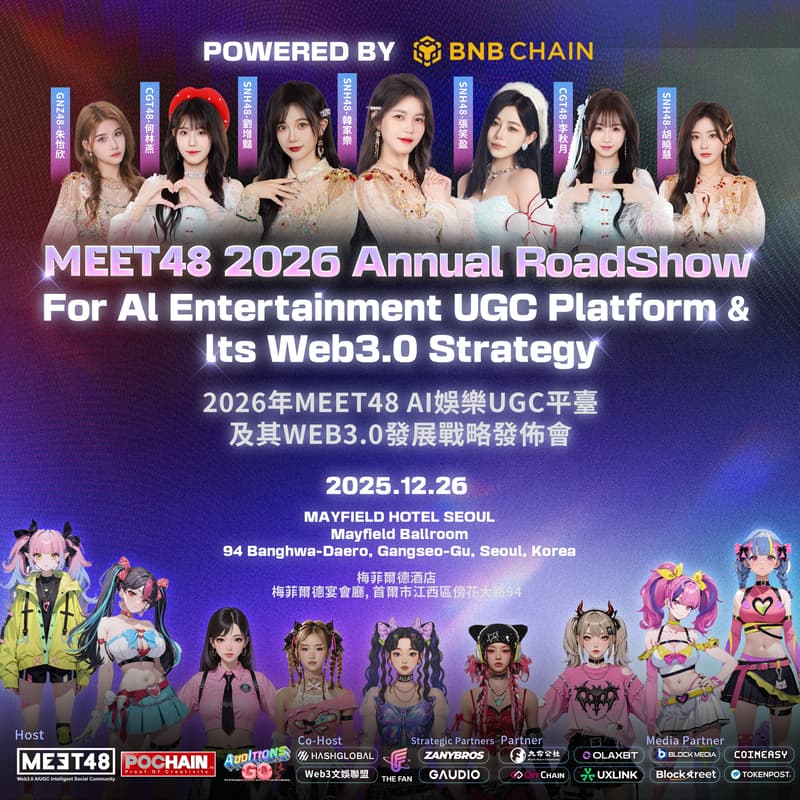 Cover Image for MEET48 2026 Annual Roadshow For Al Entertainment UGC Platform & lts Web3.0 Strategy|2026年MEET48 AI娛樂UGC平台及其WEB3.0發展戰略發佈會