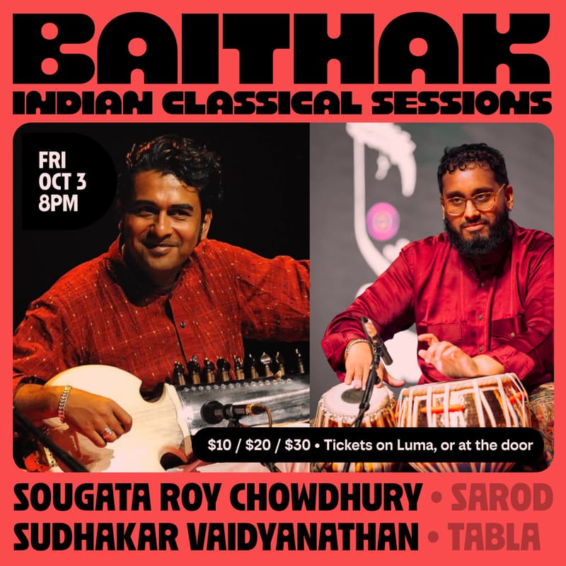 Cover Image for Baithak at York St. — Sougata Roy Chowdhury (Sarod), Sudhakar Vaidyanathan (Tabla)