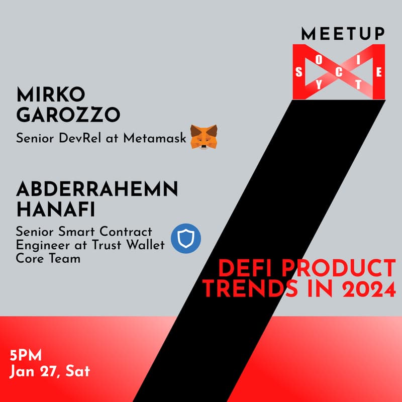 Cover Image for Society X Meetup. Trends in DeFi Development to Watch in 2024.