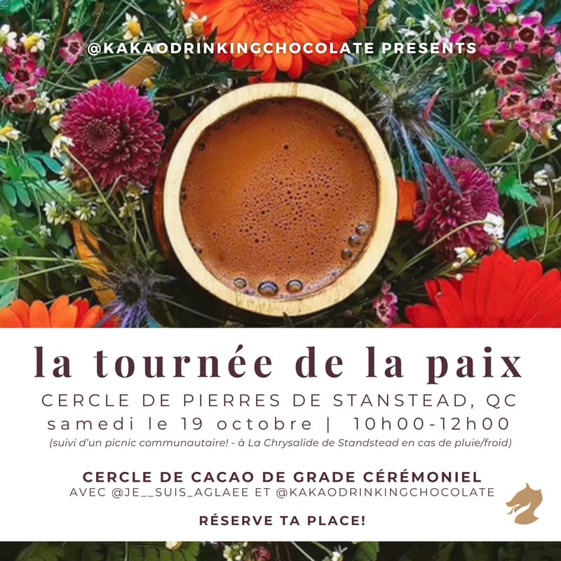 Image de couverture pour 💗 Tournée de la paix: cérémonie de cacao - Standstead, QC