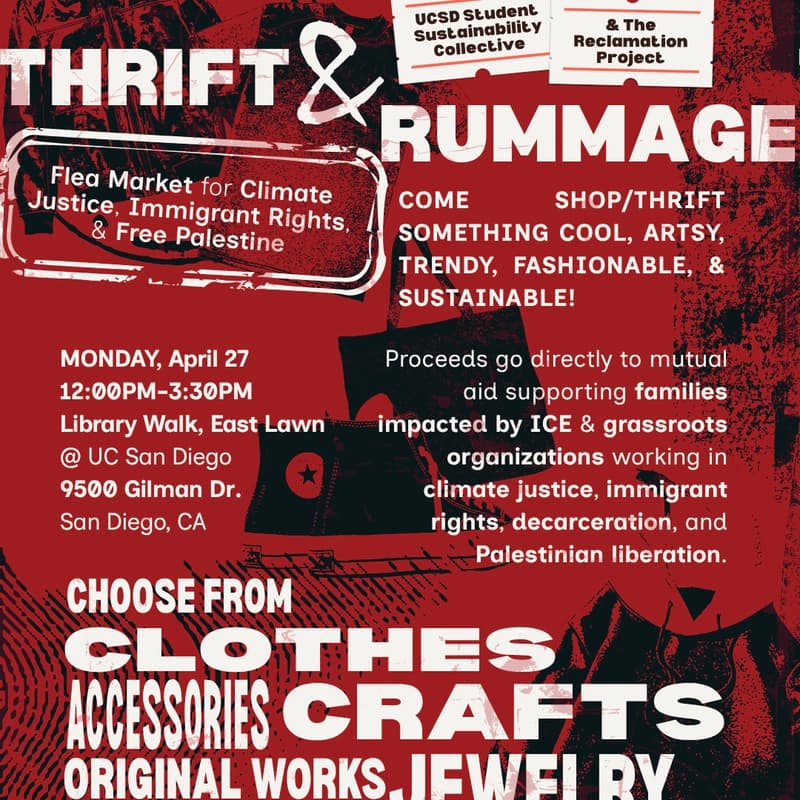 Cover Image for Thrift & Rummage: Flea Market for Climate Justice, Immigrant Rights, & Free Palestine @ UC San Diego