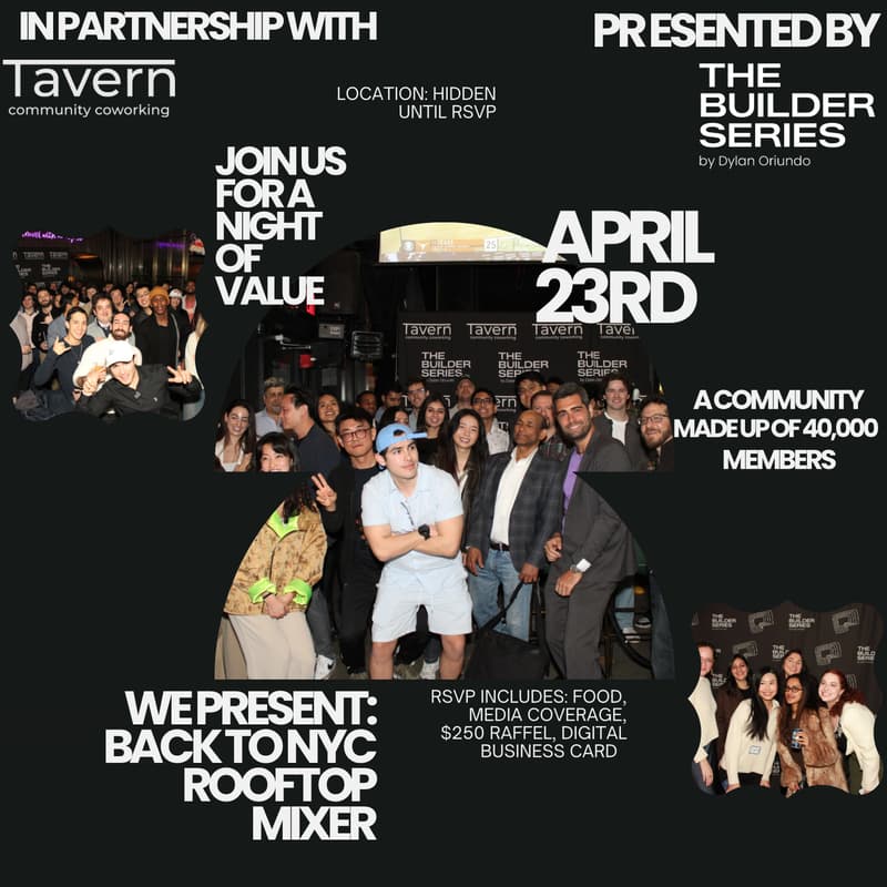 Cover Image for The Builder Series: NYC Rooftop Mixer for Founders, Operators & Investors (April 23)