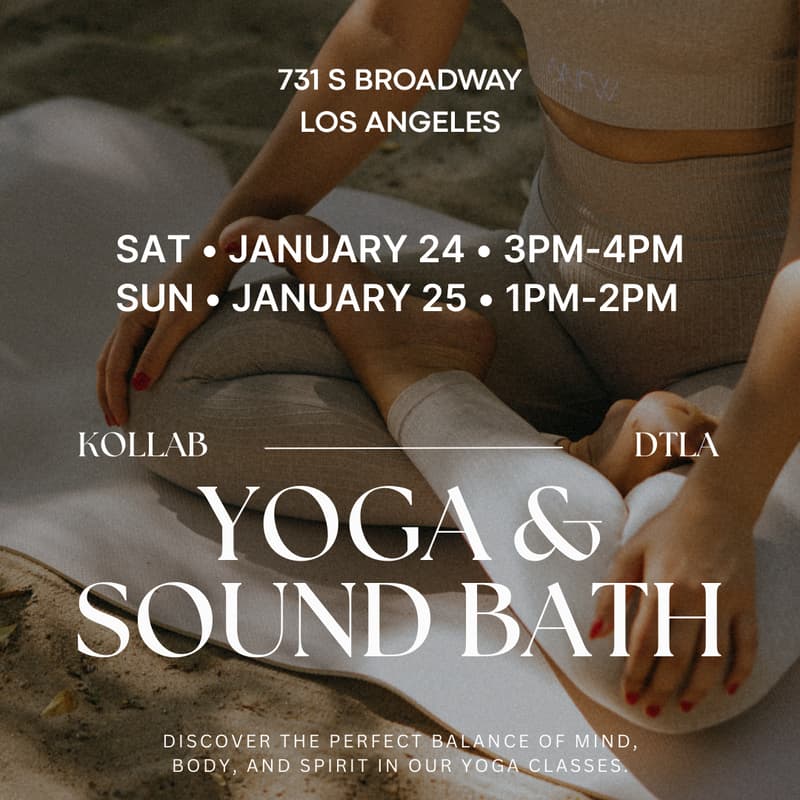 Cover Image for Rooftop Yoga & Sound bath in DTLA | JAN 24. SAT @ 3–4PM | KOLLAB Self-Care Pop-Up