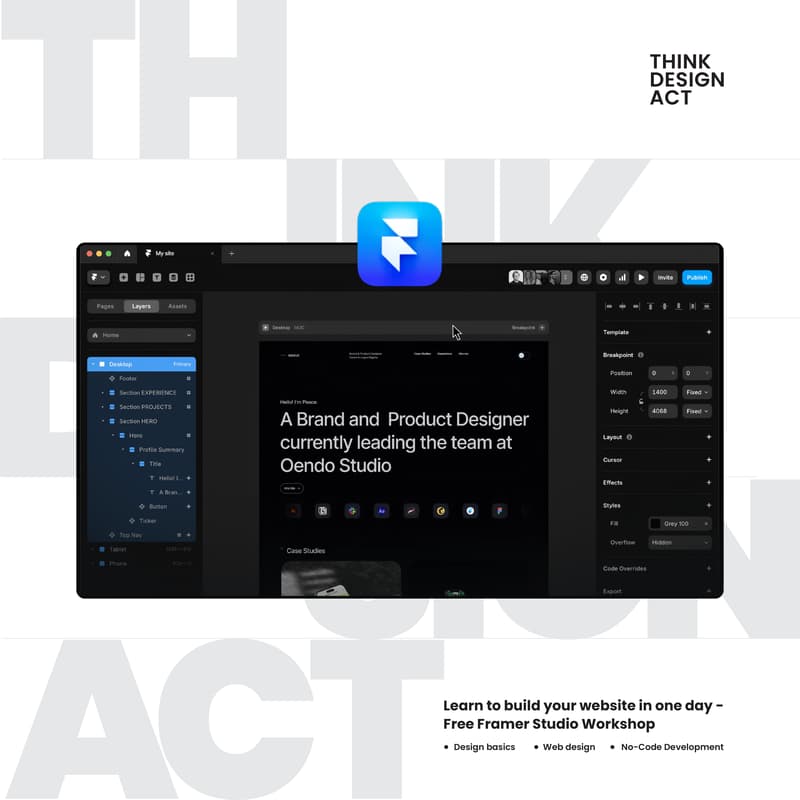 Cover Image for Free Workshop - Design and build your website with Framer Studio.