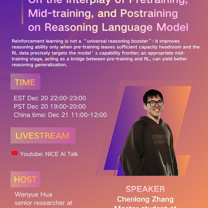 Cover Image for NICE Talk: On the Interplay of Pre-Training, Mid-Training, and RL on Reasoning Language Models