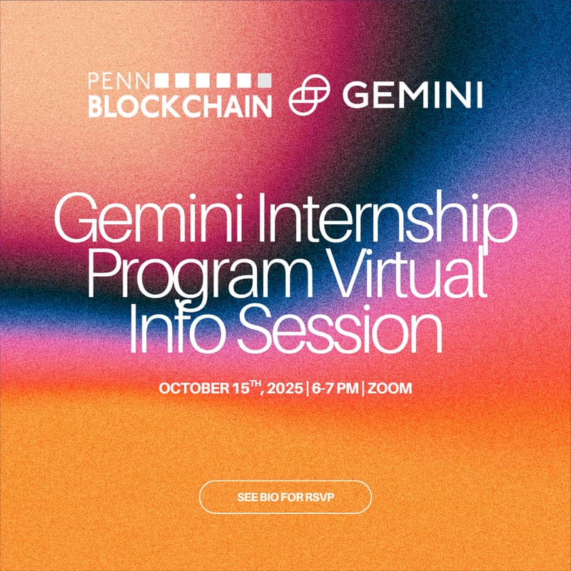 Cover Image for Gemini Internship Program Virtual Info Session | Penn Blockchain