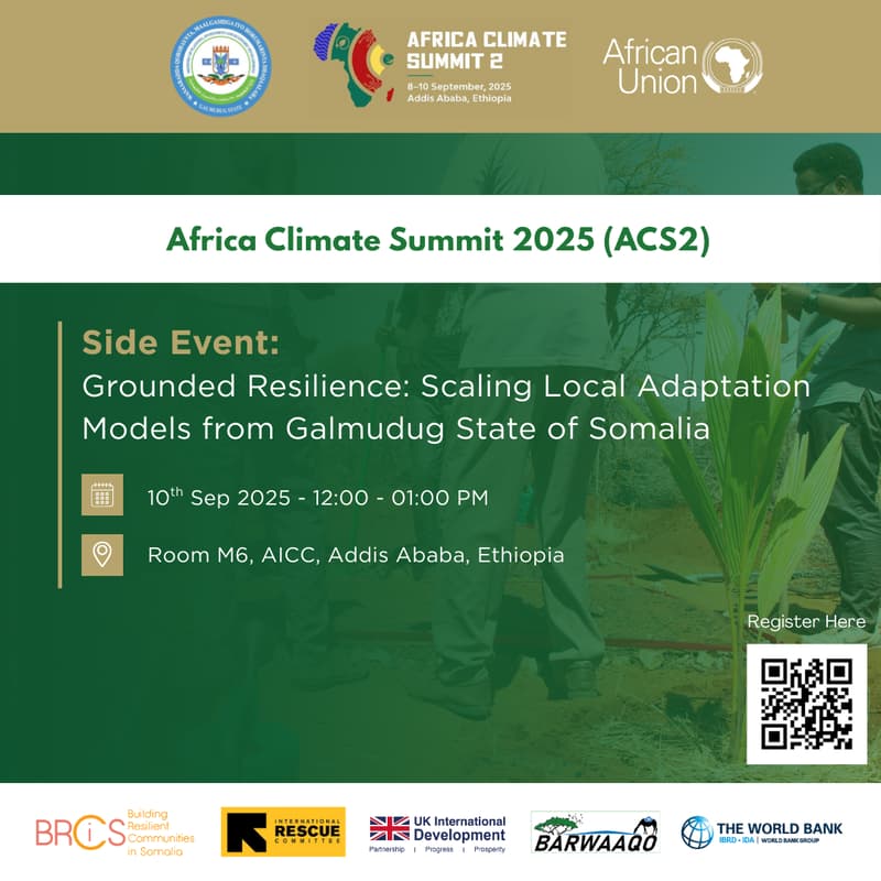 Cover Image for ACS2 Side Event - Grounded Resilience: Scaling Local Adaptation Models from Galmudug State of Somalia