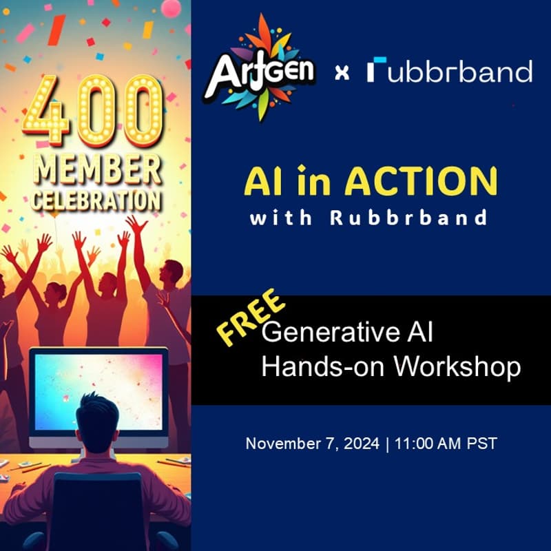 Cover Image for Artgen & Rubbrband: Free Hands on Workshop and Webinar!