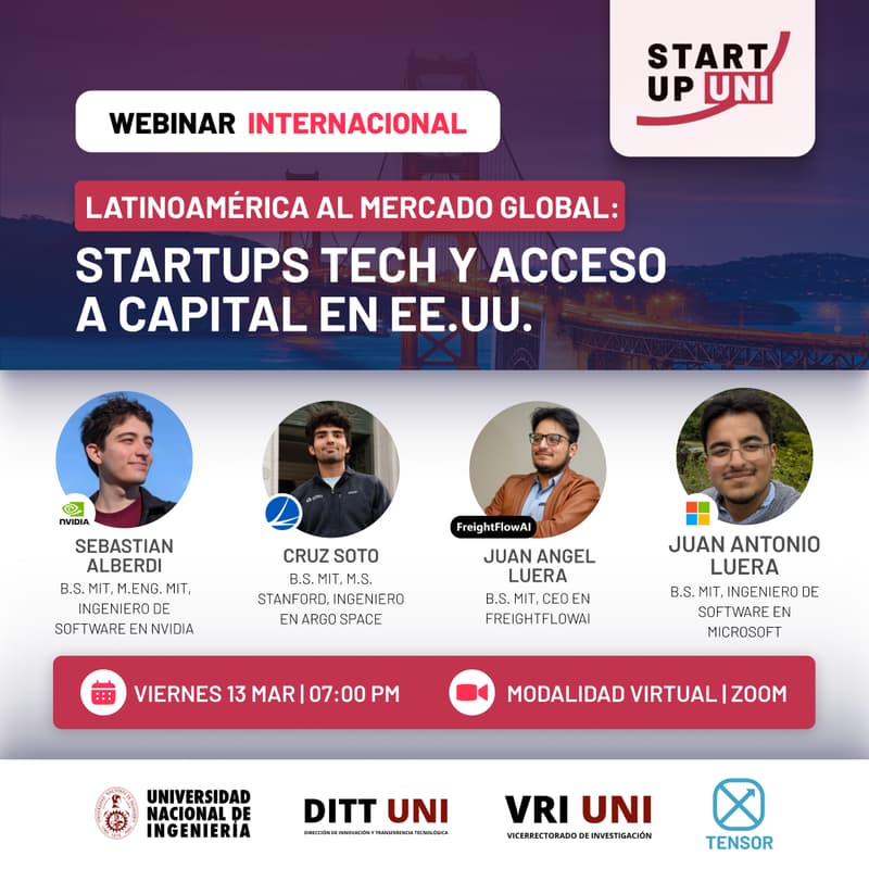 Cover Image for Webinar Internacional  Latinoamérica al Mercado Global: Startups Tech y Acceso a Capital en EE.UU.
