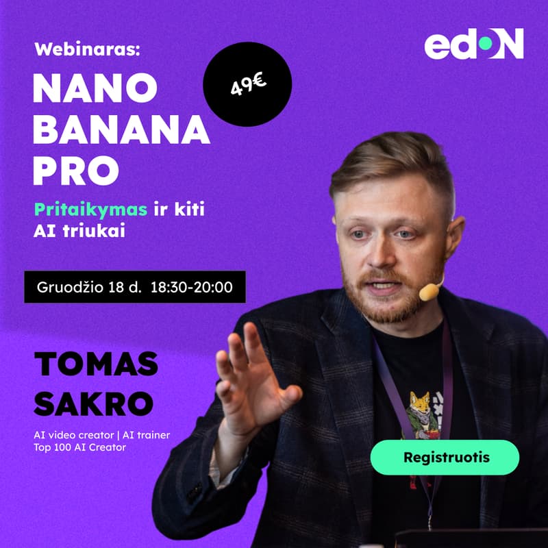 Cover Image for Webinar: Nano banana Pro pritaikymas ir kiti DI triukai