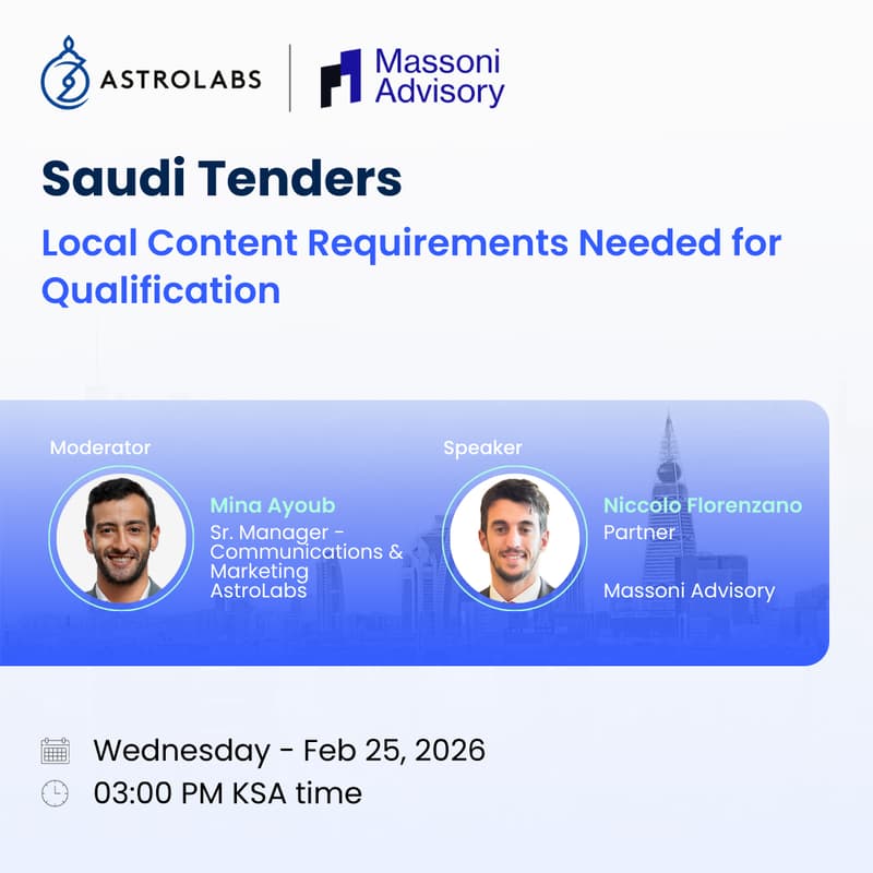 Cover Image for Saudi Tenders: Local Content Requirements Needed for Qualification