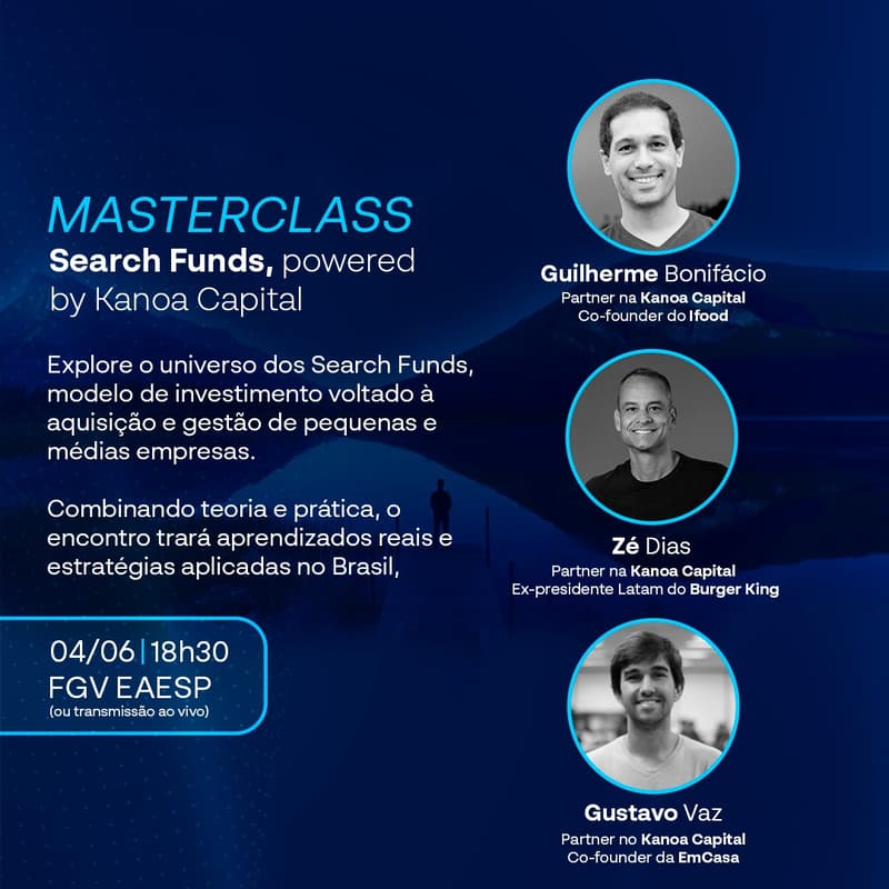 Imagem de capa para Masterclass - Search Funds, powered by Kanoa Capital