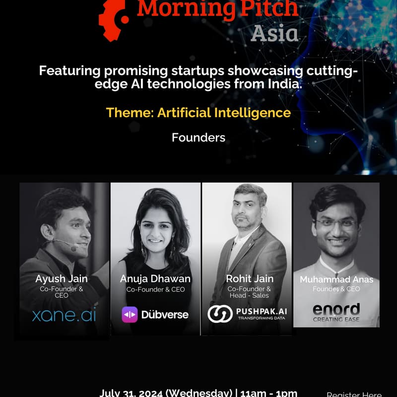 Cover Image for Morning Pitch Asia @ India | Artifical Intelligence