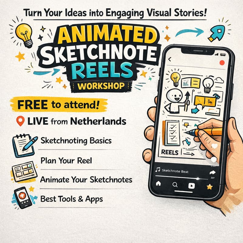 Cover Image for (FREE)Animated Sketchnote Reel Making - 3 hrs LIVE