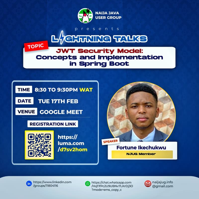 Cover Image for Lightning Talk (JWT Security Model: Concepts and Implementation in Spring Boot. )