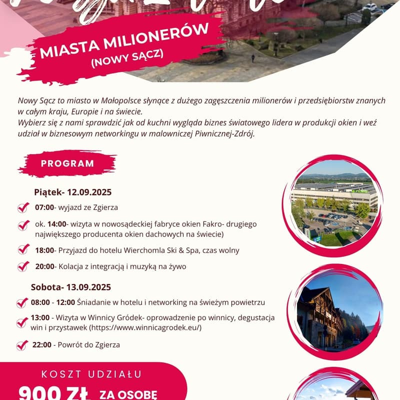 Cover Image for Miasto Milionerów: Wyjazd dla przedsiębiorców do Nowego Sącza.