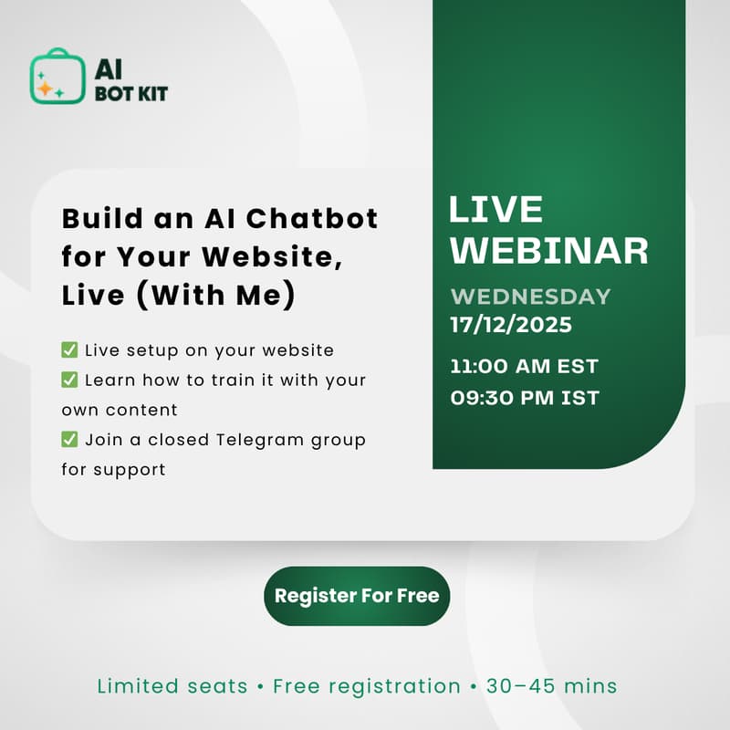 Cover Image for Launch Your AI Chatbot Today — Live Setup + Training