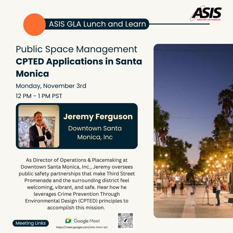 Cover Image for Quarterly Lunch & Learn - CPTED Applications in Santa Monica