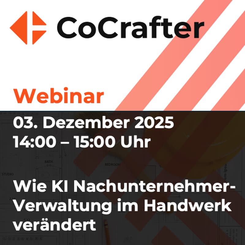 Cover Image for CoCrafter Webinar: Wie KI Nachunternehmer-Verwaltung im Handwerk verändert