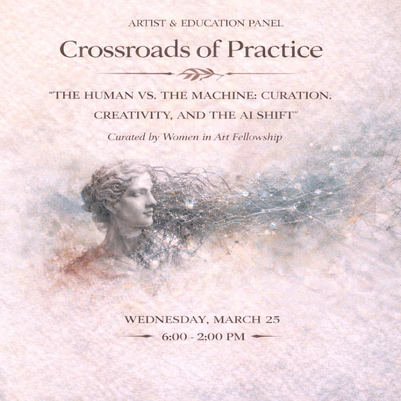 Cover Image for “The Human vs. The Machine: Curation, Creativity, and the AI Shift”. Curated by Women in Art Fellowship (WAF)