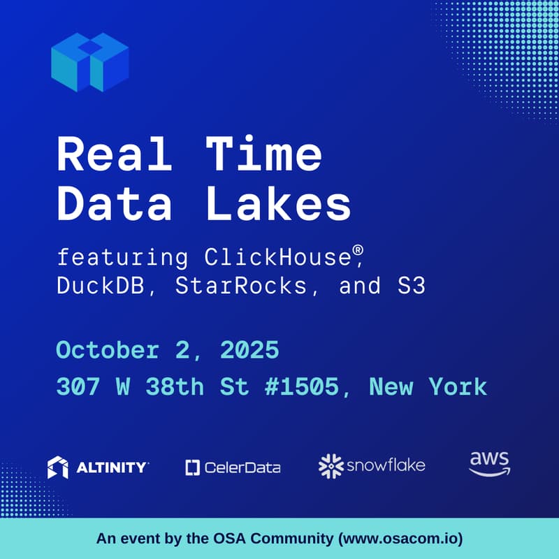 Cover Image for Real Time Data Lakes / Open Lakehouse ft ClickHouse®, DuckDB, StarRocks, and S3