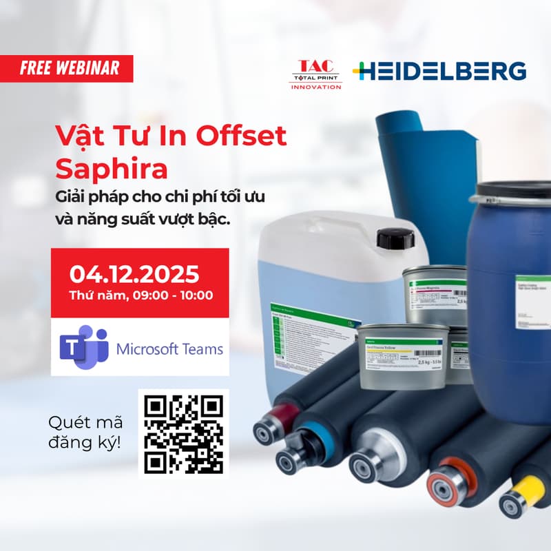 Cover Image for (Hội Thảo Trực Tuyến) Vật Tư In Offset Saphira: Giải pháp cho chi phí tối ưu và năng suất vượt bậc.