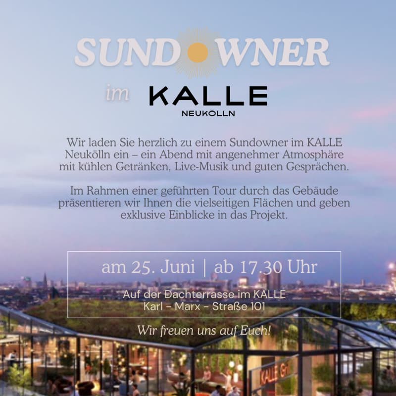 Titelbild für Sundowner im KALLE Neukölln am 25. Juni 2025