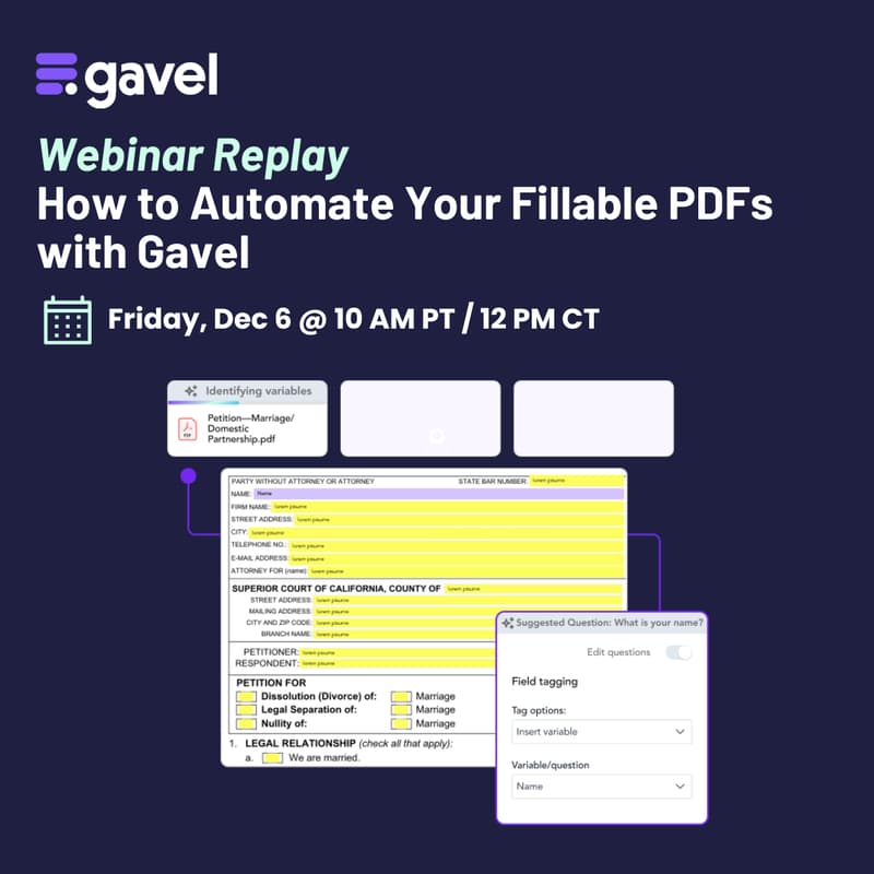 Cover Image for [Webinar Replay] How to Automate Your Fillable PDFs with Gavel