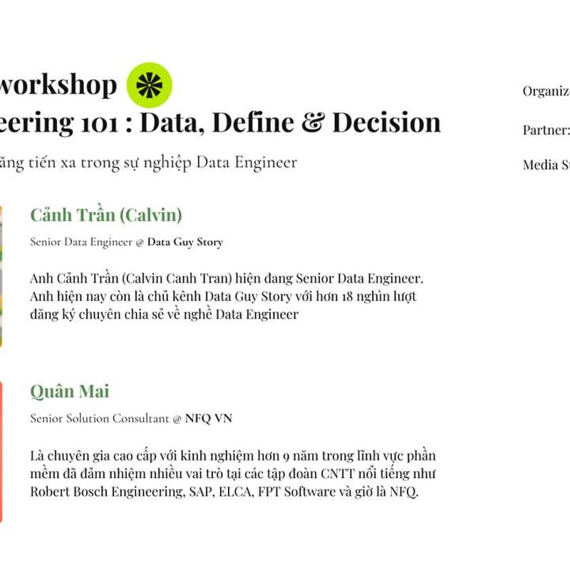Ảnh bìa cho [In-person workshop] Data engineering 101:  Data, Define & Decision