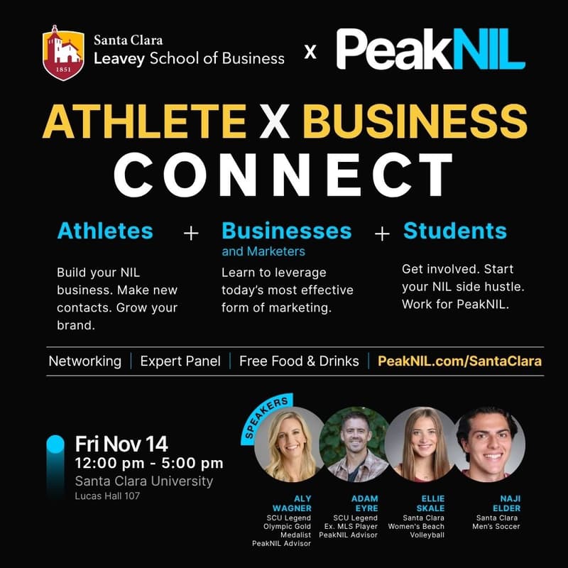 Cover Image for NIL Athlete x Business Connect at Santa Clara University - For Athletes, Businesses, and Students. Presented by PeakNIL