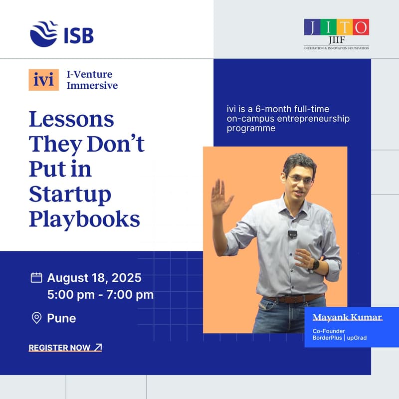 Cover Image for ivi Session: Lessons They Donโt Put in Startup Playbooks | August 18, 2025 | 5:00 PM - 7:00 PM
